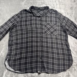 Torrid Blouse Size 00 black & white plaid long sleeves Soft Cozy Western Rodeo
